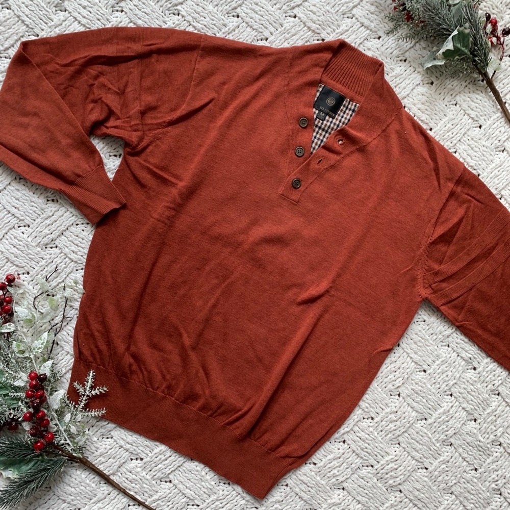 F/X Fusion Rust 1/4 Button Down Sweater Shirt - image 1